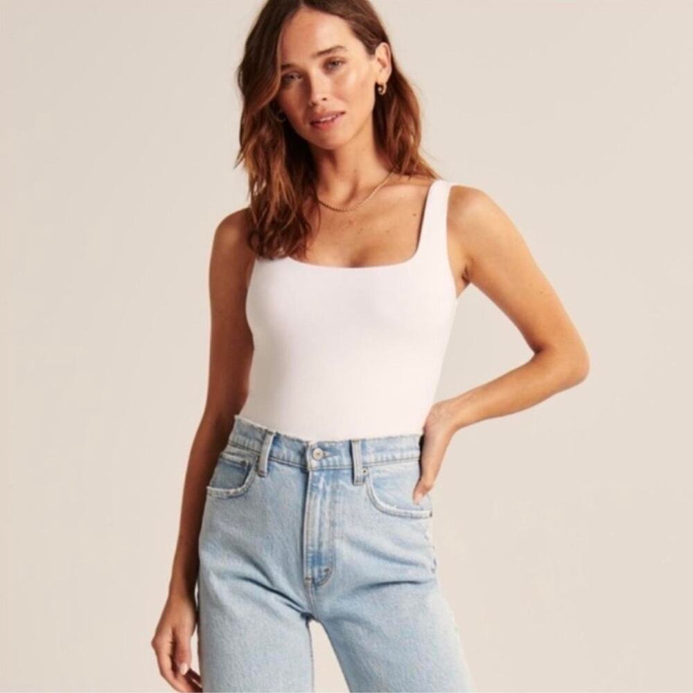 Abercrombie & Fitch Square Neck White Bodysuit Medium
